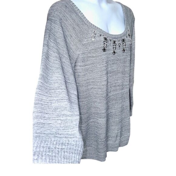 TORRID PLUS SIZE Gray Marled Embellished  Sparkle Pullover Sweater 3X - Picture 5 of 16